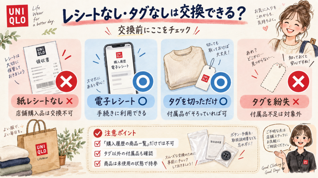 レシート・タグなし交換チェックガイド